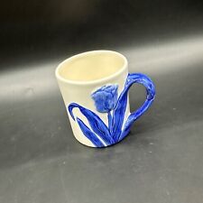 Vintage Delft Blue Coffee Mug Tulip Cup 3D Figural Handle Hand Painted DAIC picture